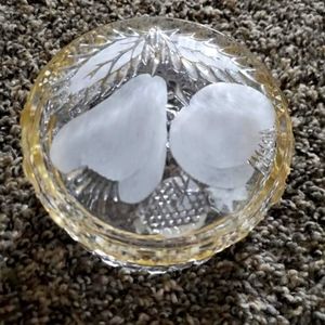 Vintage Rare Crystal Hinged Jewelry Box or Candy Dish